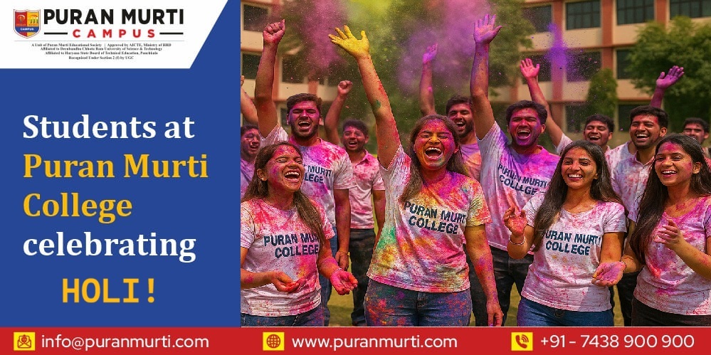 Students at Puran Murti College celebrating Holi